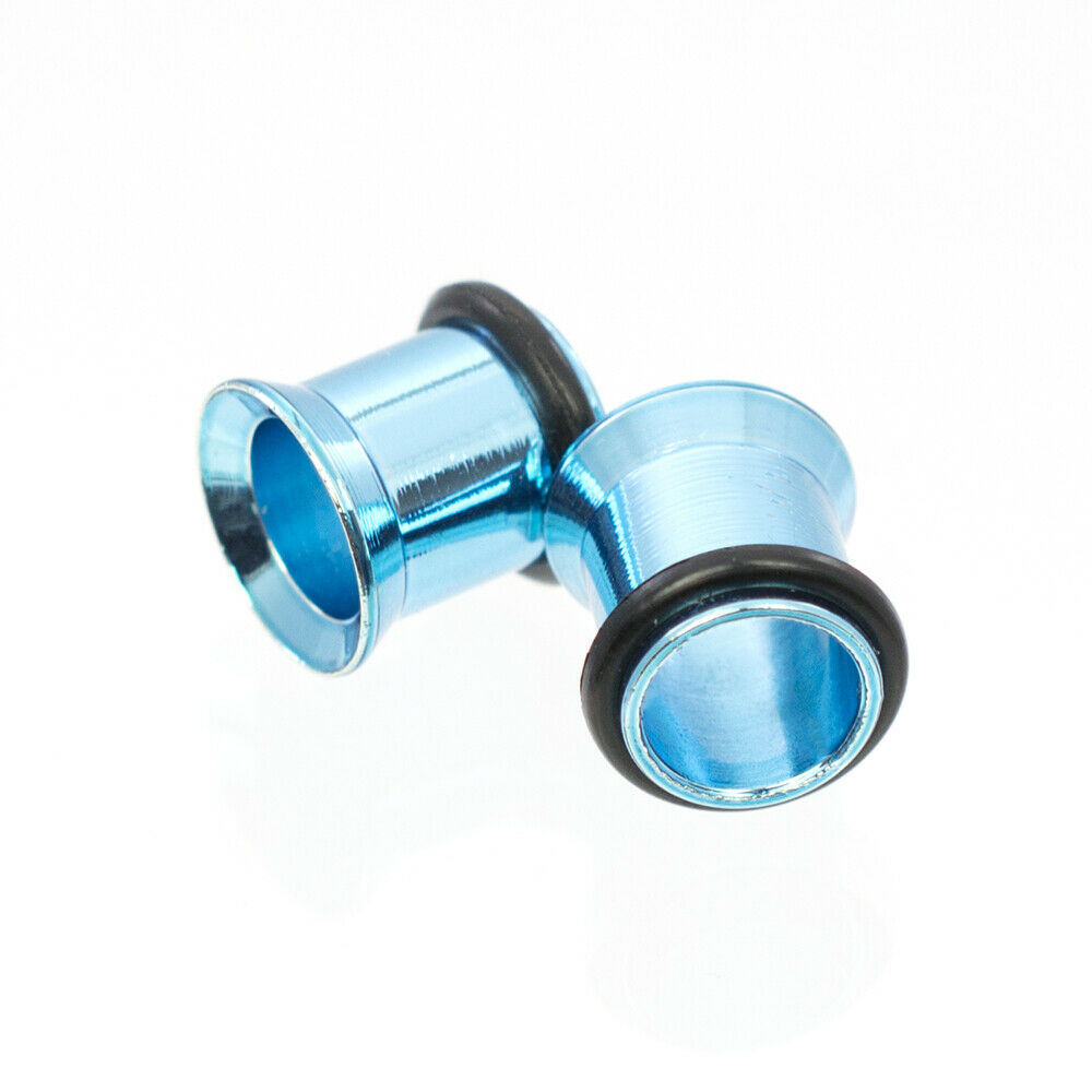 Tunnels Anodized Metallic Aqua with O- Rings - Sold as a Pair Surgical Steel