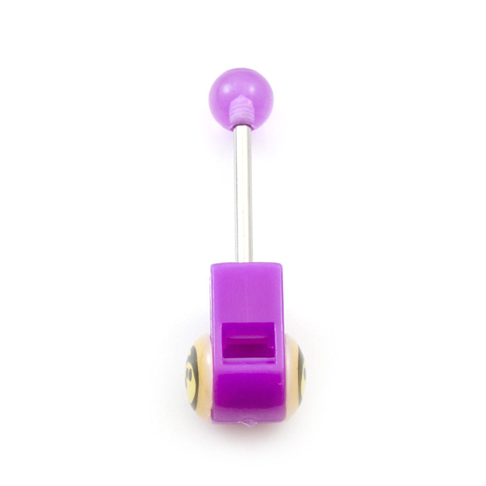 Tongue Barbell with Colorful Acrylic Whistle and Skull Design 14g