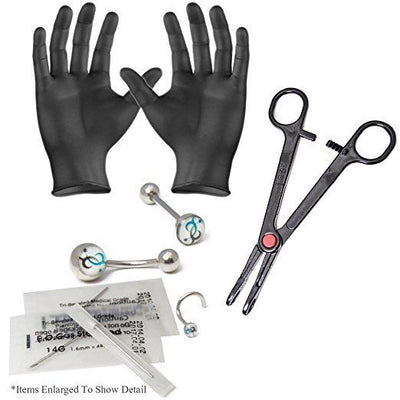 Beginner Body Piercing Kit 14G 16G 18G Body Jewelry Forceps Needles