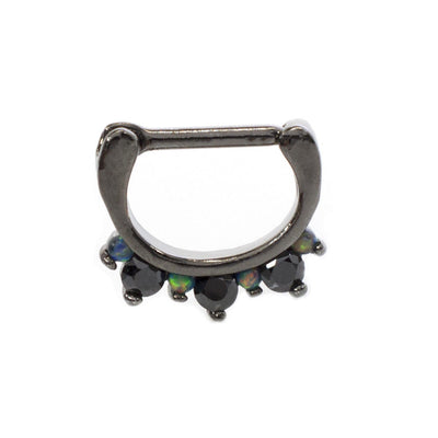Septum Clicker with Prong Setting Cubic Zirconia Gems 16g