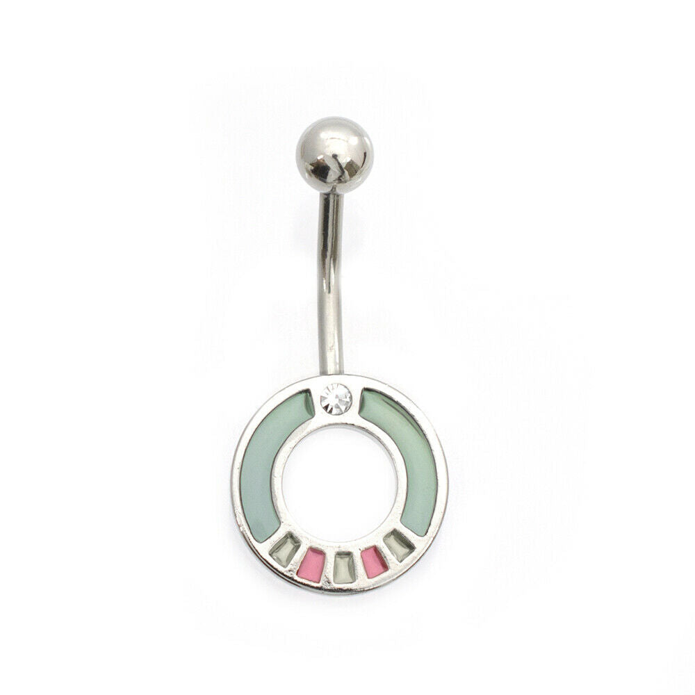 Belly button ring with Round and Cubic Zirconia Design 14g