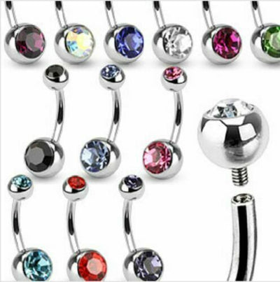 Belly Ring Surgical Steel Internally Threaded 14ga Assorted Colors- Sold Each