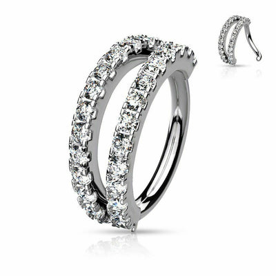 Nose and Ear Bendable Nose Hoop Double Lined Micro Set CZ 16ga - Sold Each
