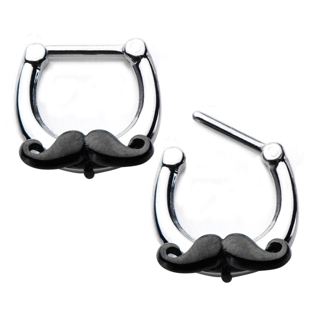 Septum Clicker Nose Ring 316L Surgical Steel Mustache Daith Rook Piercing 16G