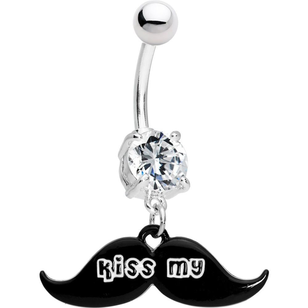 Dangle Belly Button Ring - 14ga Mustache Dangle Belly Navel Piercing Ring