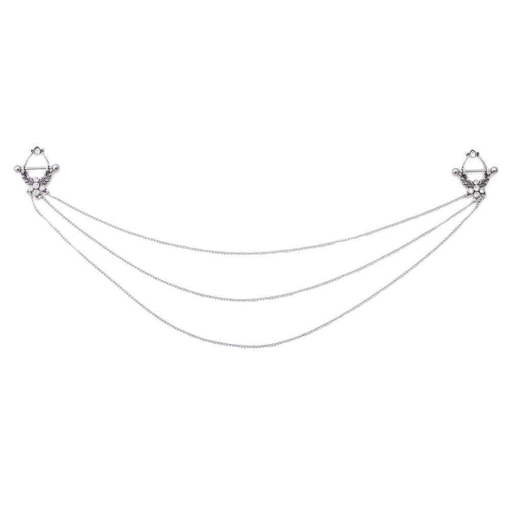 Nipple Chain Shield Jewelry Laurel Design Surgical Steel 14G