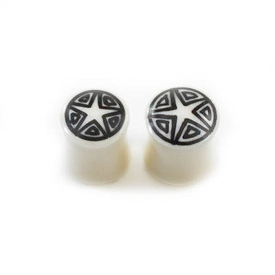 Pair of Ear Plugs made of Organic Horn Bone with Star Design
