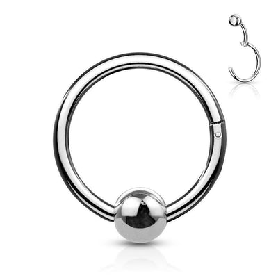 Septum Clicker Rook Daith Tragus Ear Hinged Hoop with Fixed Ball 16ga Sold Each