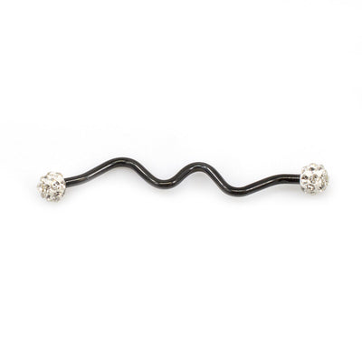 Black Spiral Industrial Barbell with Ferido Balls 14ga  38mm