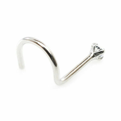 Real (SI) Diamond 14kt White Gold Nose Screw 20g, 2.0mm Diamond