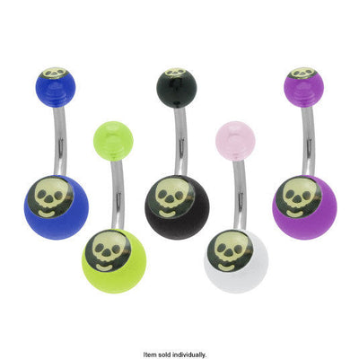 Acrylic Skull Logo Belly Button Ring