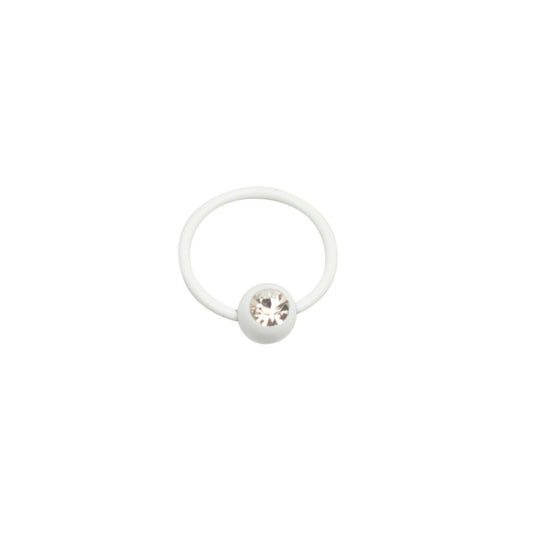 Cartilage Tragus Earring White Captive Bead Ring with CZ 16 Gauge Surgical Steel