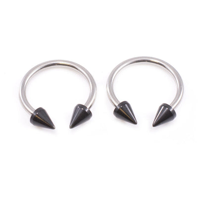 Pair of Horseshoe with Acrylic Spike end 10g Made of Surgical Steel