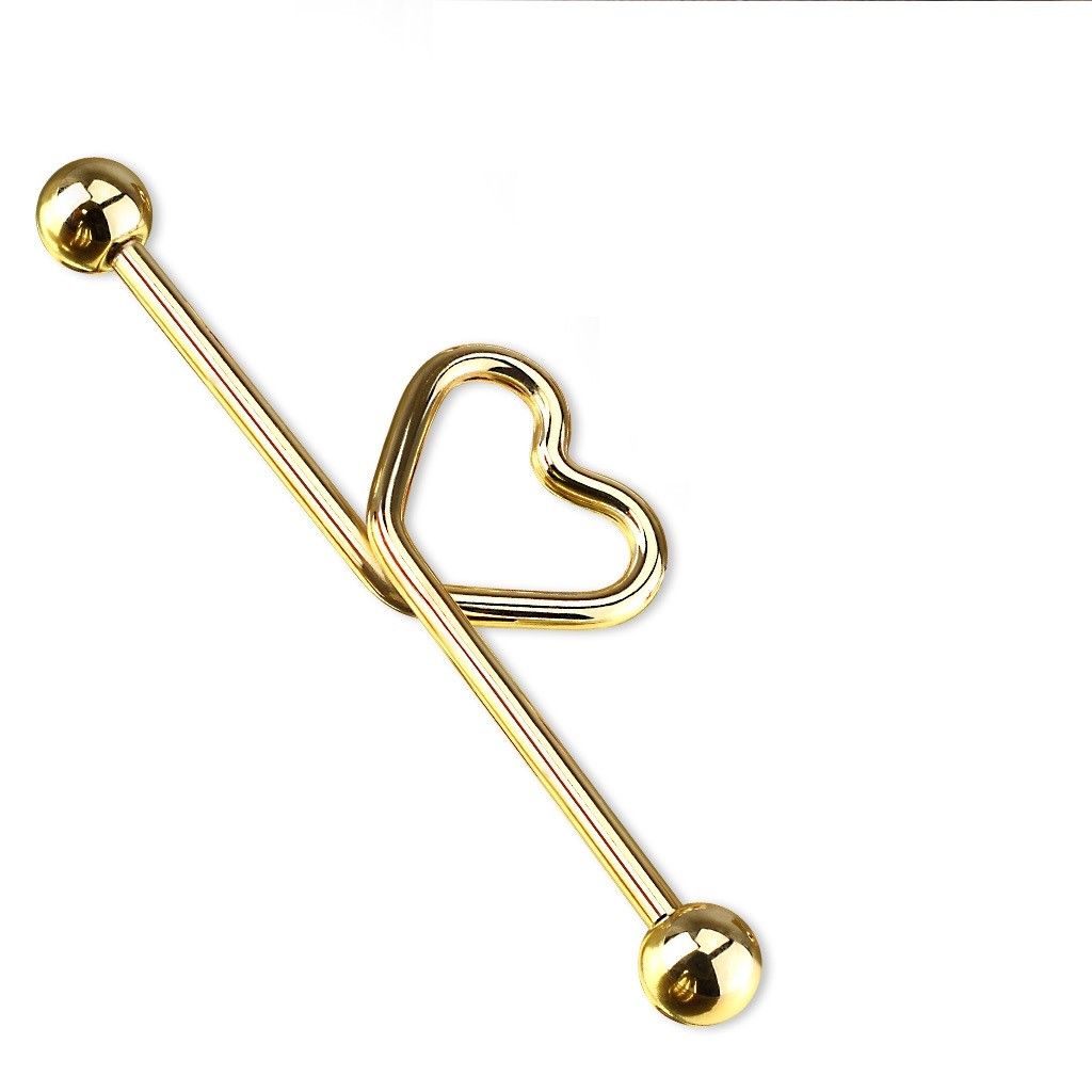 Industrial Barbell Scaffolding Jewelry Heart 14G 1.5" 38MM Anodized Titanium