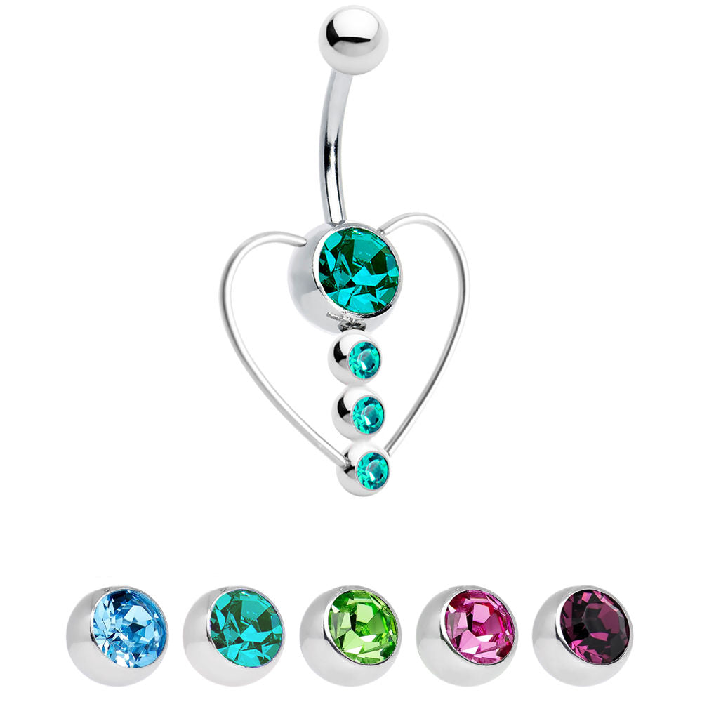 Heart Belly Button Ring with Jewels