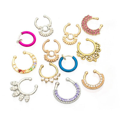 Faux Septum Jewelry Pack of 10 Randomly Picked Surgical Steel