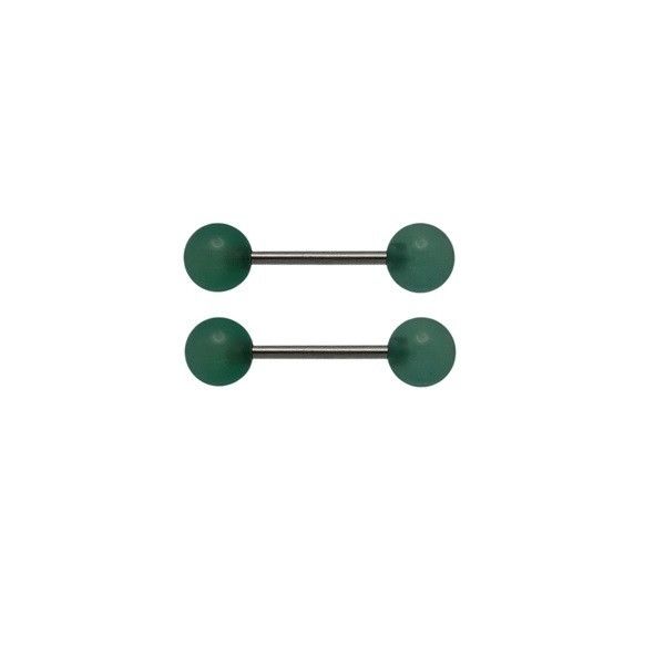 Green Agate Semi Precious Stone Nipple Barbells 1 Pair 14G 12mm 1/2"