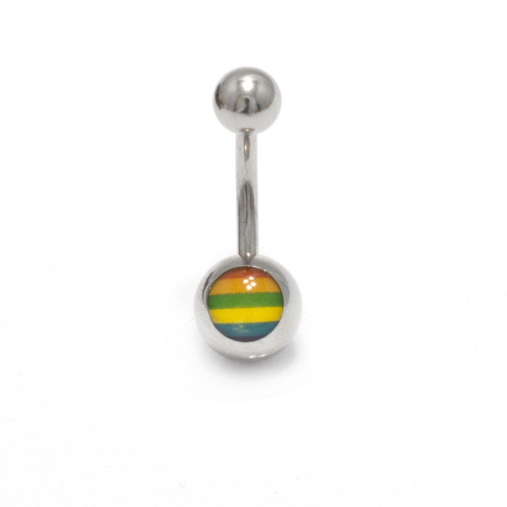 Belly Rings 3 Pack 14G Surgical Steel Rainbow and Pot Leaf Logo Navel  11mm