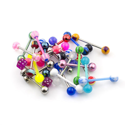 Pack of 12 Tongue Barbells 14G Randomly Picked