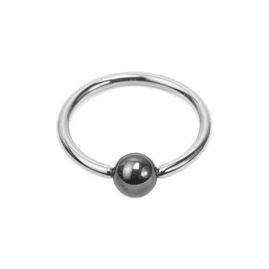 Solid Titanium Captive Bead Ring 16G with Hematite Bead