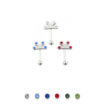 Eyebrow Ring 16G Straight Piercing Barbell with CZ Gem - 6 Colors Available