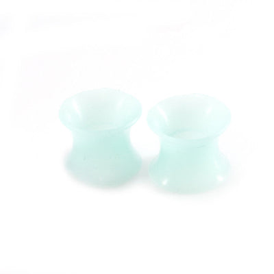 Ear Plugs /Tunnels Sold by Pair made of Aqua Soft Thin Silicone Glow in the dark