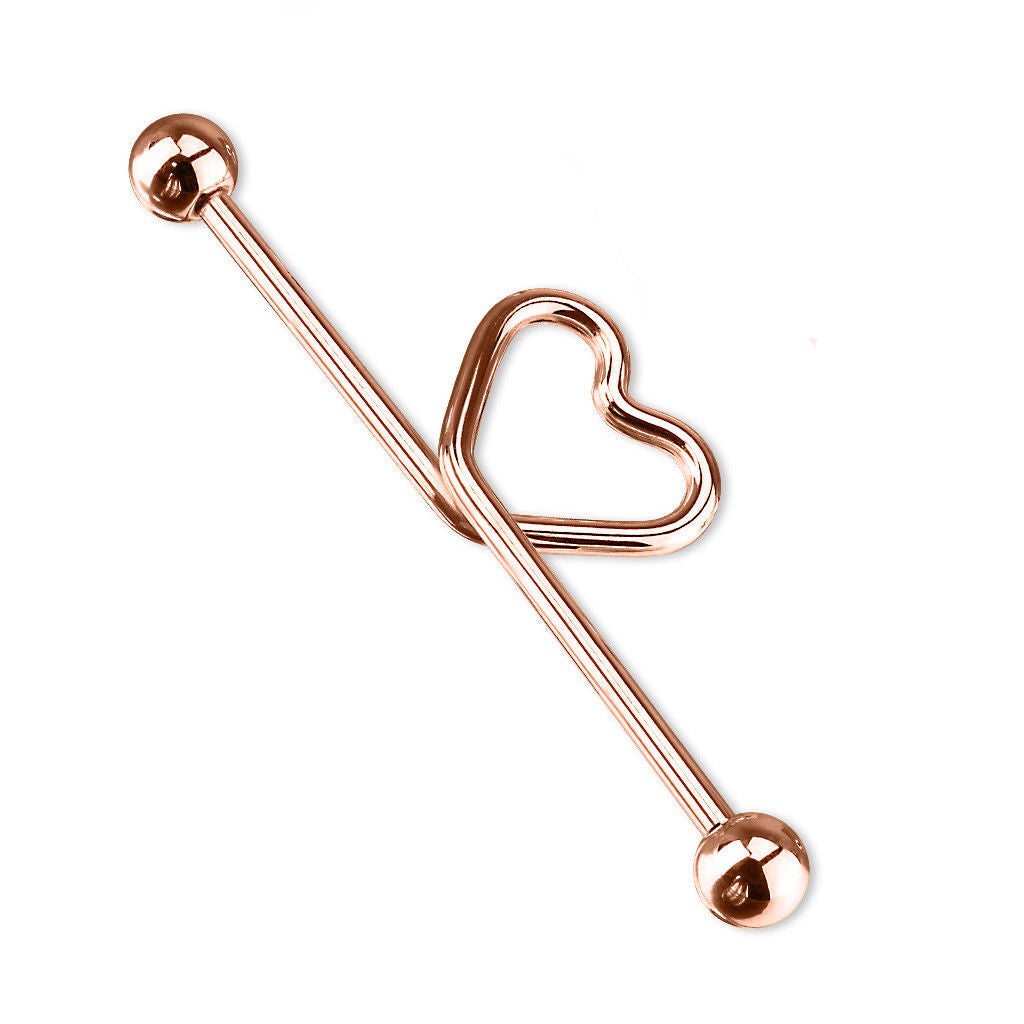 Industrial Barbell Scaffolding Jewelry Heart 14G 1.5" 38MM Anodized Titanium