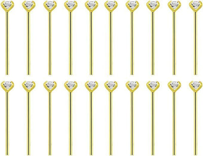 Box 20 Pieces of 925 Sterling Silver Bend Nose Stud 22g with 18k Gold Plating