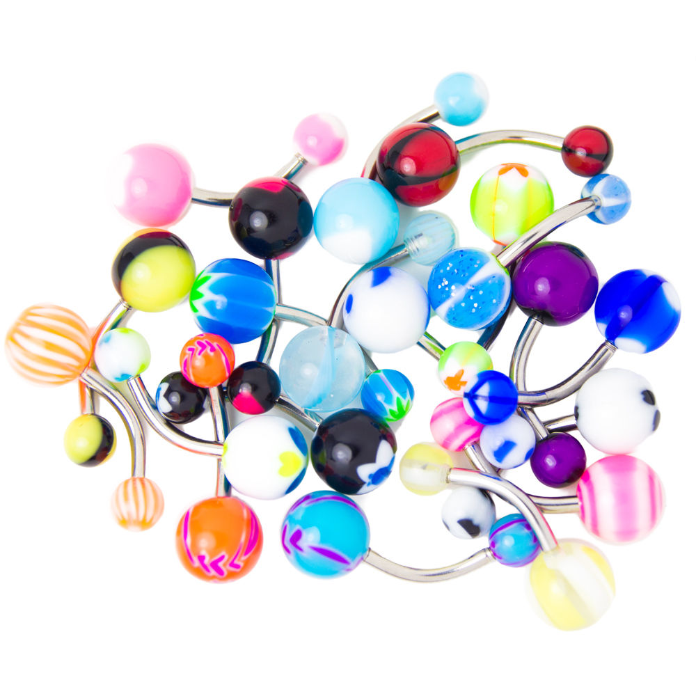 Belly Button Ring 20 Mixed Colors - No Duplicates - 316L Surgical Steel