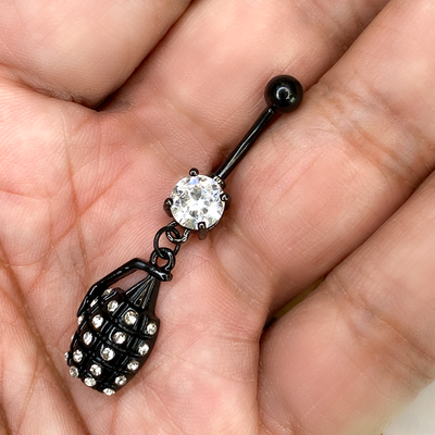 Belly Button Ring Naval piercing Surgical Steel Dangle Granat design