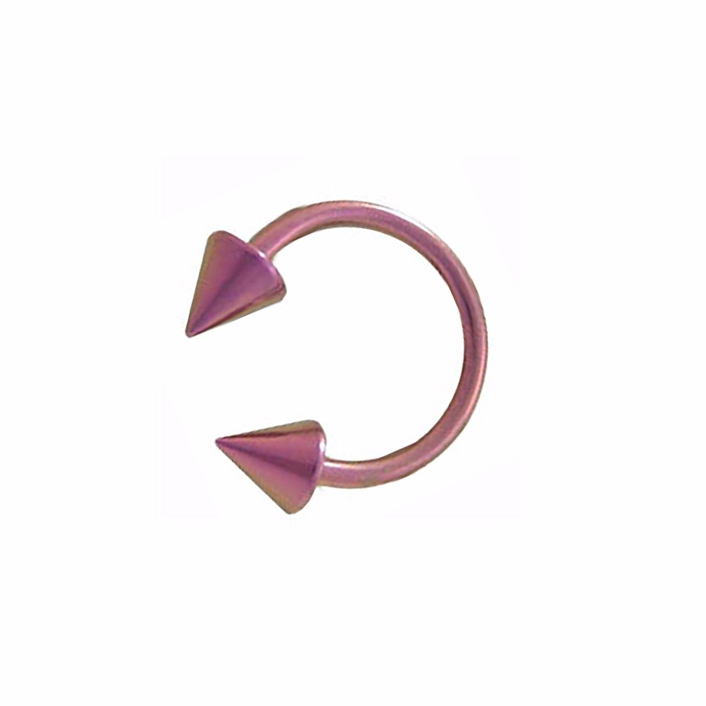 Pink 14G Titanium Horseshoe Ring with Spike Ends