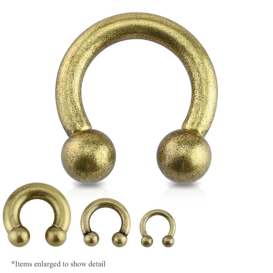 Vintage Gold Brushed Metal Circular Barbell Horseshoe Ring