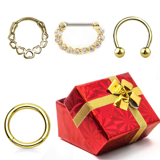 Pack of 4 Holiday Gift Set Septum Clicker with Gift Box