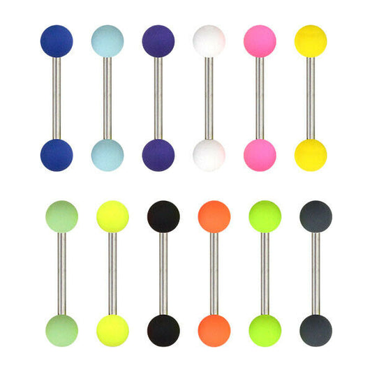 Tongue ring Straight Barbel surgical steel 14G 5/8" 16mm multi pack 12 pc Matte Finish Good for Tongue, Nipple
