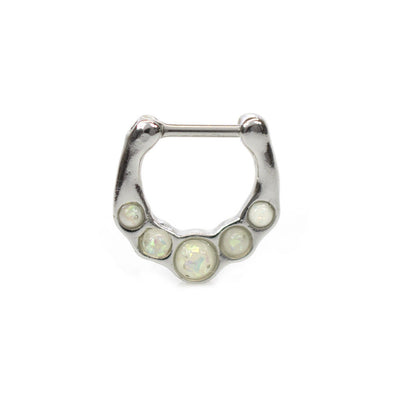 Septum Clicker Ring with five Opalite Stones 16g Cartilage Septum Tragus Rook