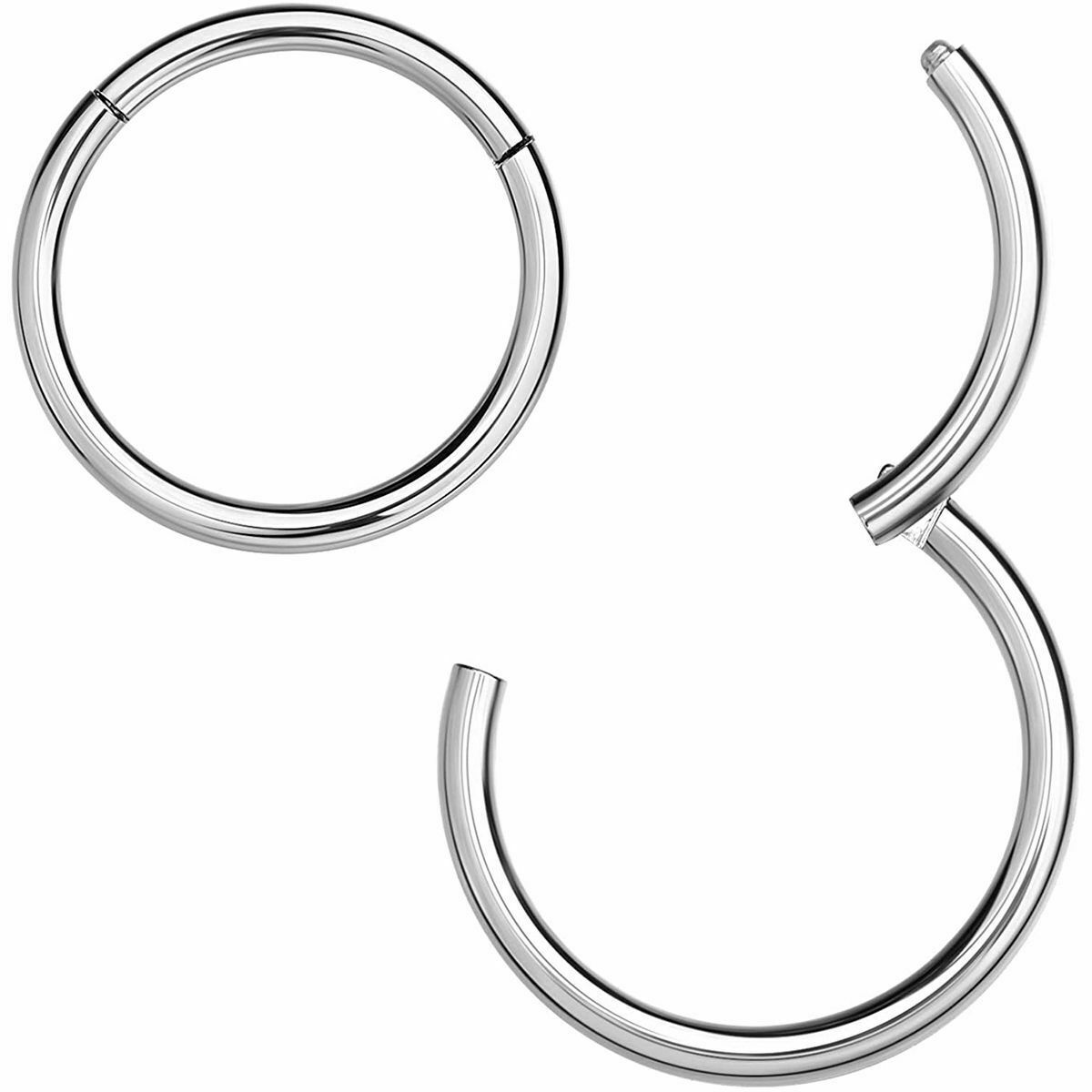 Hinged ring 14 Gauge 3/8 10mm Steel Body Jewelry Lip Ear Piercing Earrings 2 pcs