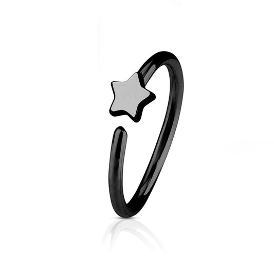 Nose & Cartilage 20G Hoop Ring Star Charm Anodized Surgical Steel - Sold Each