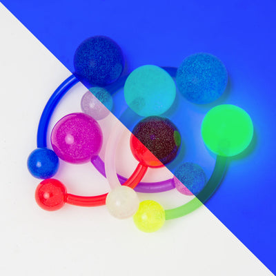 Glow Belly Button Barbell 6 Pack - 14ga Bio-Flex Barbell UV Glow in the Dark