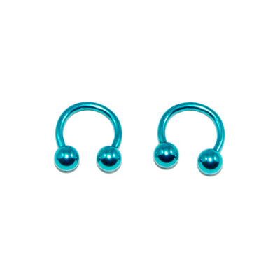 Pair of 14G Anodized Horseshoe Circular Barbell Surgical Steel - 6 Color Options