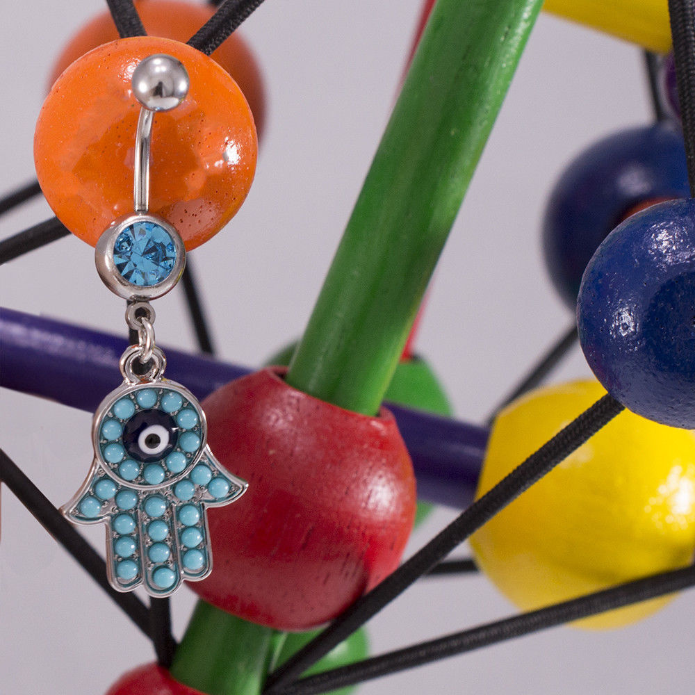 Evil Eye Belly Button Ring Package of 3 / Tree of life, Infinite love and Hamsa