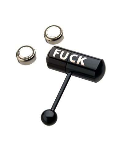 Vibrating Barbell Tongue ring 14 Gauge Surgical Steel Ion plated Black Fxxx Logo