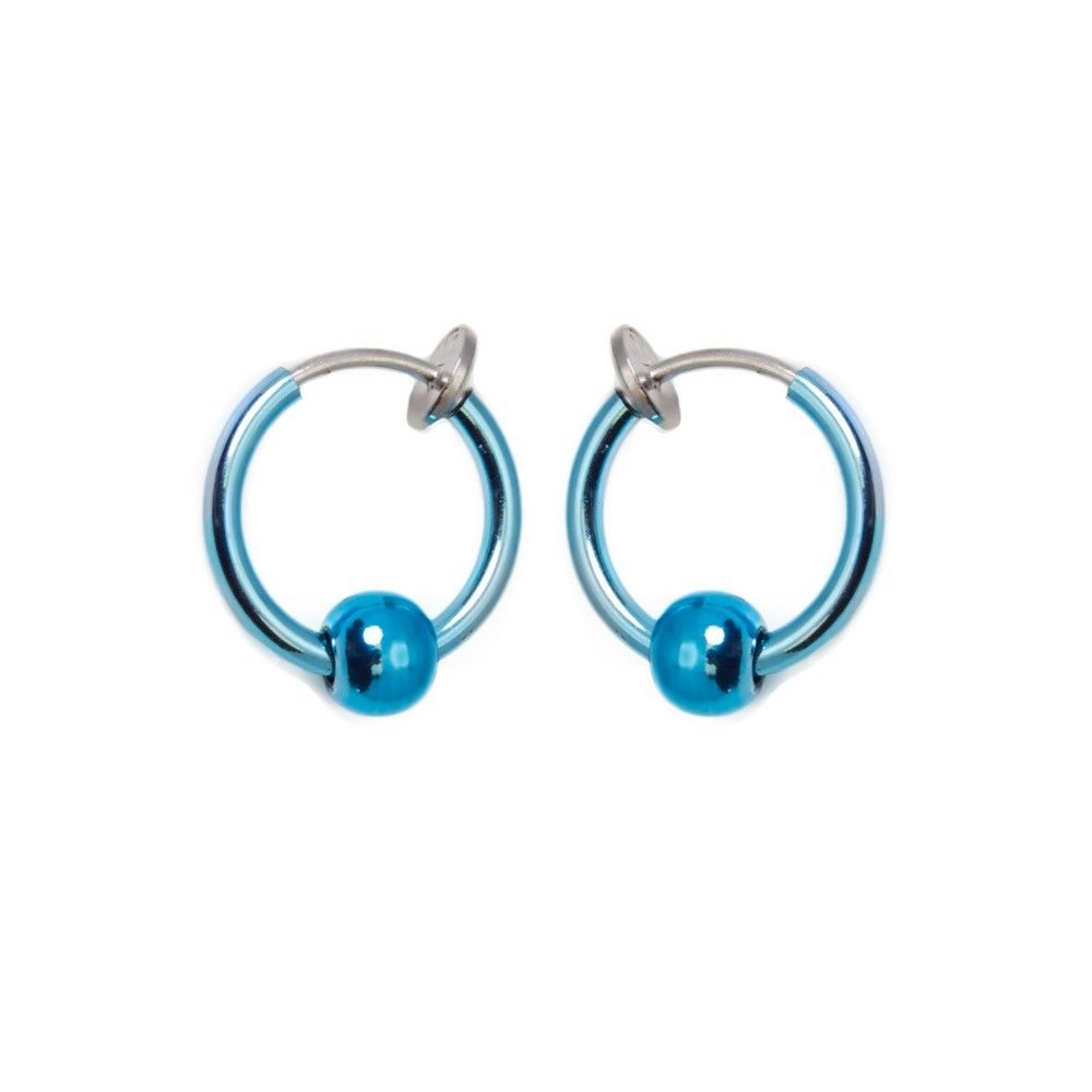 Non-piercing Captive Bead Ring Anodized Light Blue Finish - Sold as Pair