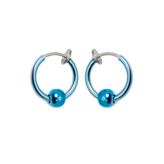 Non-piercing Captive Bead Ring Anodized Light Blue Finish - Sold as Pair