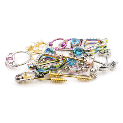 Pack of 12 Pieces (6 Pairs) of Nipple Rings Randomly Picked 14g