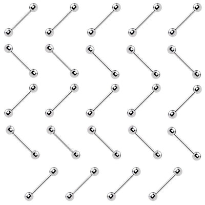 Wholesale 25 Straight Piercing Barbells 14G 16G Steel Nipple Ring Tongue Bridge