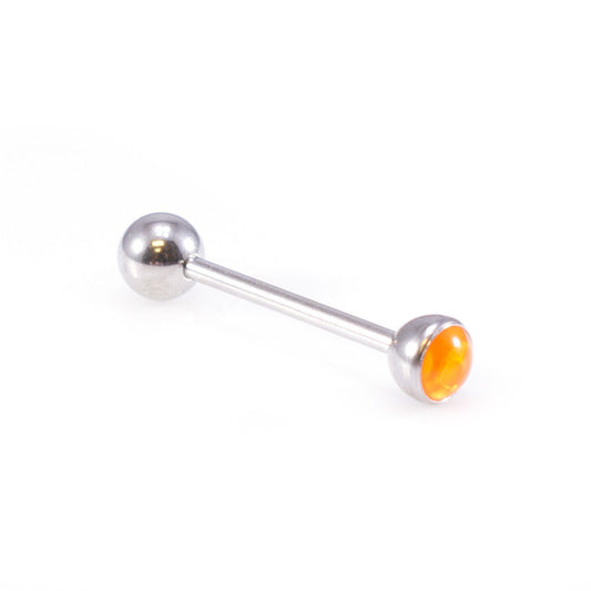Tongue Barbell with  UV Glow Synthetic Opal Design, Tongue ring