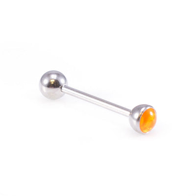 Tongue Barbell with  UV Glow Synthetic Opal Design, Tongue ring
