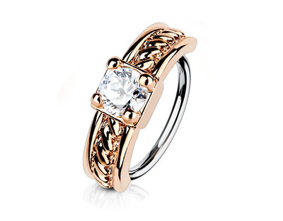 Nose & Cartilage Bendable Hoop Ring ,Prong CZ Centered Half Circle Top 18g-20g