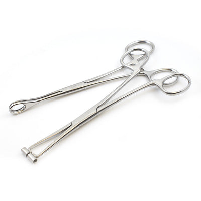 Pack of Two Piercing Forceps One septum forceps and One slotted metal forceps
