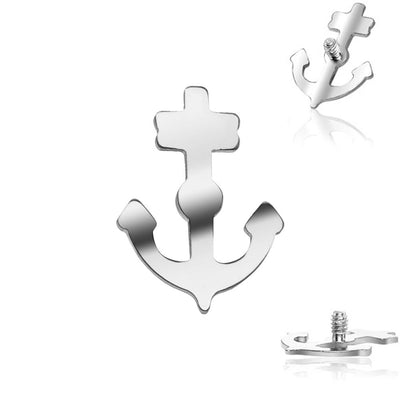 Titanium Ship Anchor Designed 16ga Internally Threaded Dermal Anchor Top